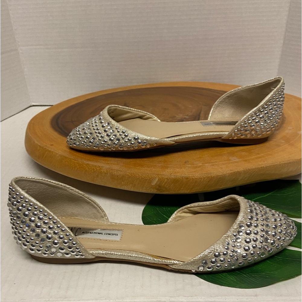 INC Concepts Blinged Jeweled CRESCENTS flats